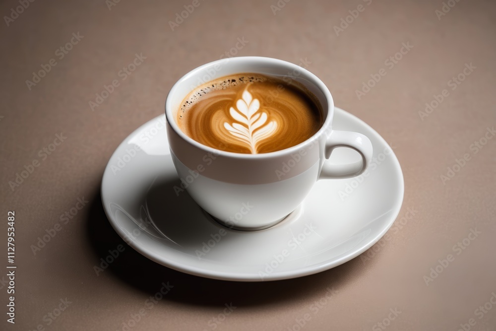 there is a cup of coffee with a leaf on it there is a cup of coffee with a leaf on it