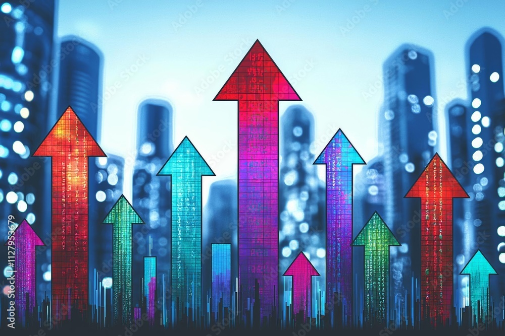 raise arrow chart digital transformation abstract technology background raise arrow chart digital transformation abstract technology background