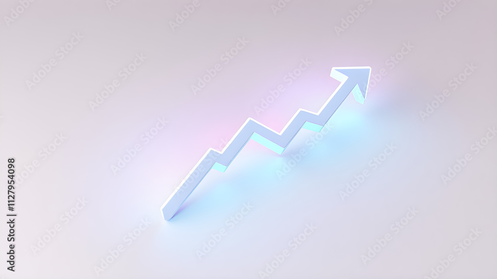 Stylized investment graph icon with glowing neon pastel accents, placed on a clean white background with subtle textured detailing, rendered in 8K Stylized investment graph icon with glowing neon pastel accents, placed on a clean white background with subtle textured detailing, rendered in 8K