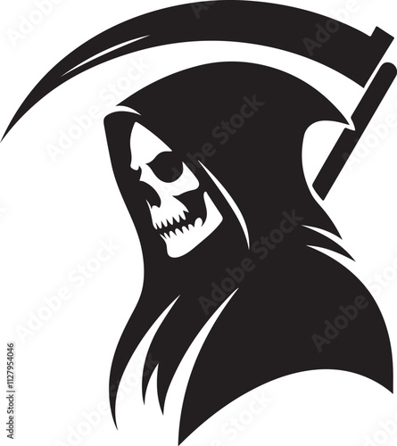 Grim Reaper silhouette vector illustration, Grim Reaper isolated vector art