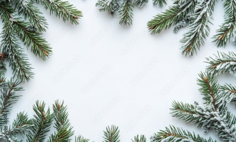 Winter background with white snow and fir branches with space to copy. A Christmas or New Year's banner. Winter background with white snow and fir branches with space to copy. A Christmas or New Year's banner.