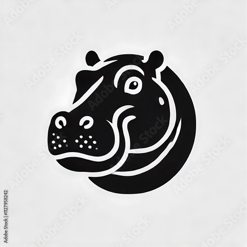 Face Hippo logo, Face Hippo silhouette vector, isolated on white background photo