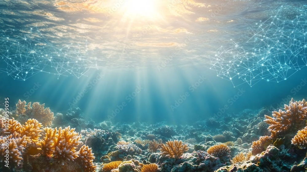 Fototapeta premium A stunning visual representation of the complex interconnected biodiversity within a coral reef underwater ecosystem