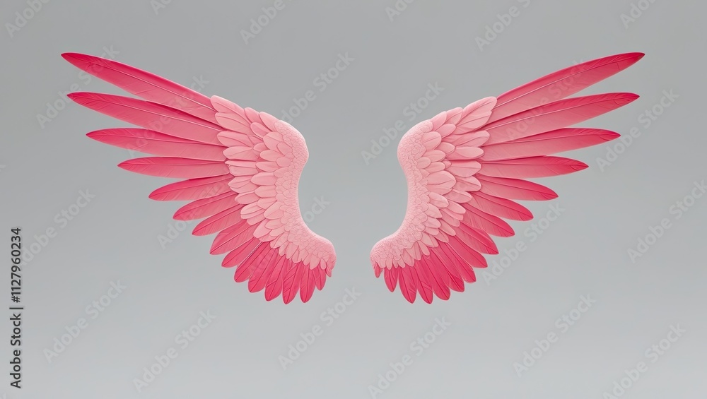 Obraz premium Isolated pink angle wings on a clear or white background