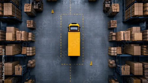 Aerial View of Warehouse with Marked Zones