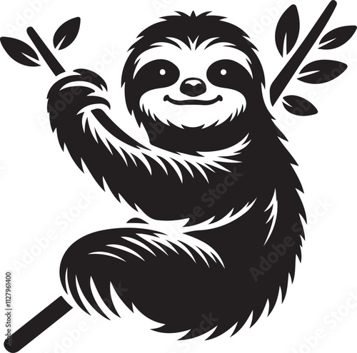 Sloth silhouette vector, Sloth line art vector illustration