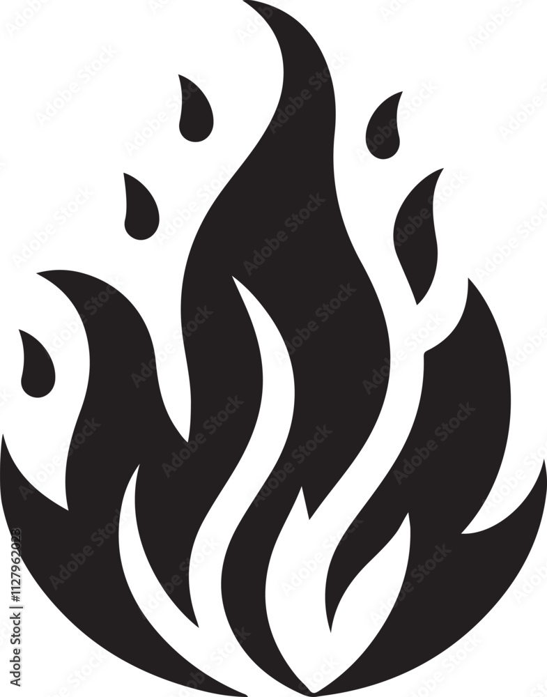 Obraz premium Black Fire Flame vector, Fire Flame line art, Fire Flame silhouette vector illustration