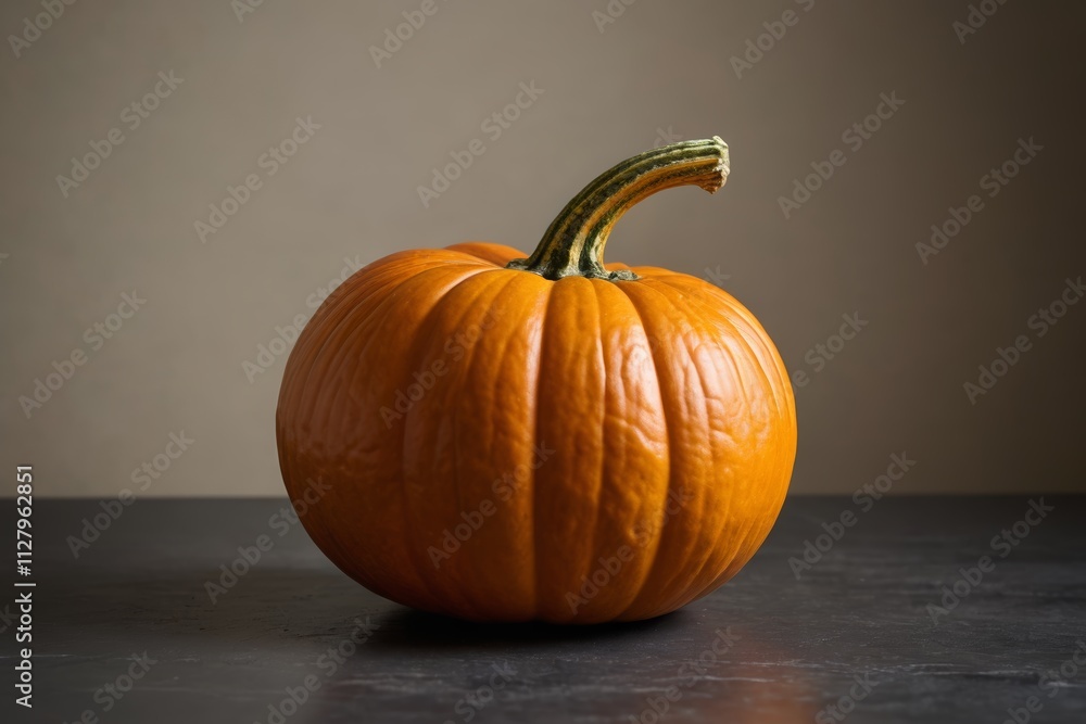 there is a small orange pumpkin sitting on a table there is a small orange pumpkin sitting on a table