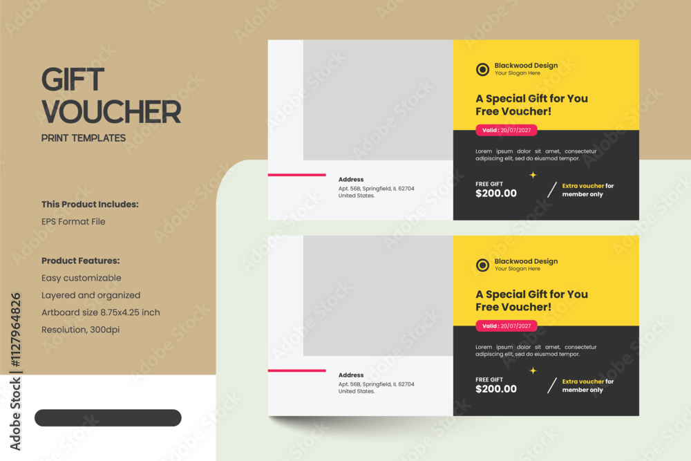 Fototapeta premium Fashion Gift Voucher Coupon Design Template