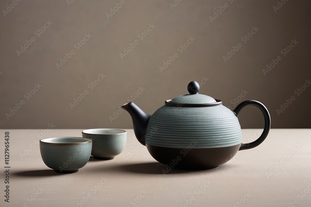 there is a tea pot and two cups on a table there is a tea pot and two cups on a table