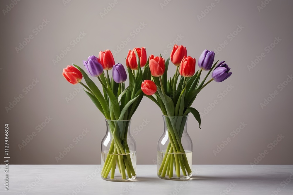 there are two vases with flowers in them on a table there are two vases with flowers in them on a table