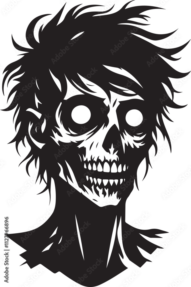 Zombie Head silhouette vector art, Zombie Head vector illustration design Zombie Head silhouette vector art, Zombie Head vector illustration design