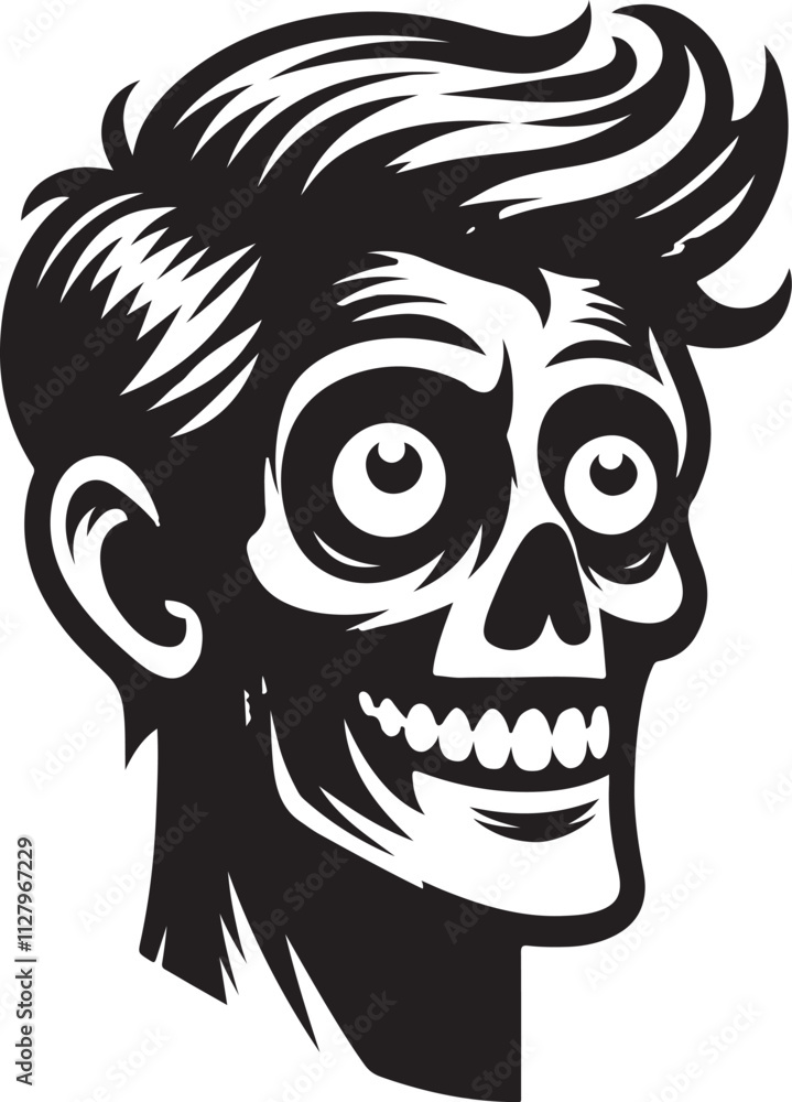 Zombie Head silhouette vector art, Zombie Head vector illustration design Zombie Head silhouette vector art, Zombie Head vector illustration design