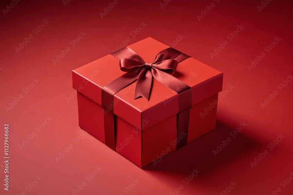 Fototapeta premium there is a red gift box with a brown bow on it