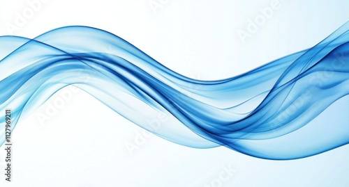 Wallpaper Mural Abstract blue wave flowing smoothly on white background. Torontodigital.ca