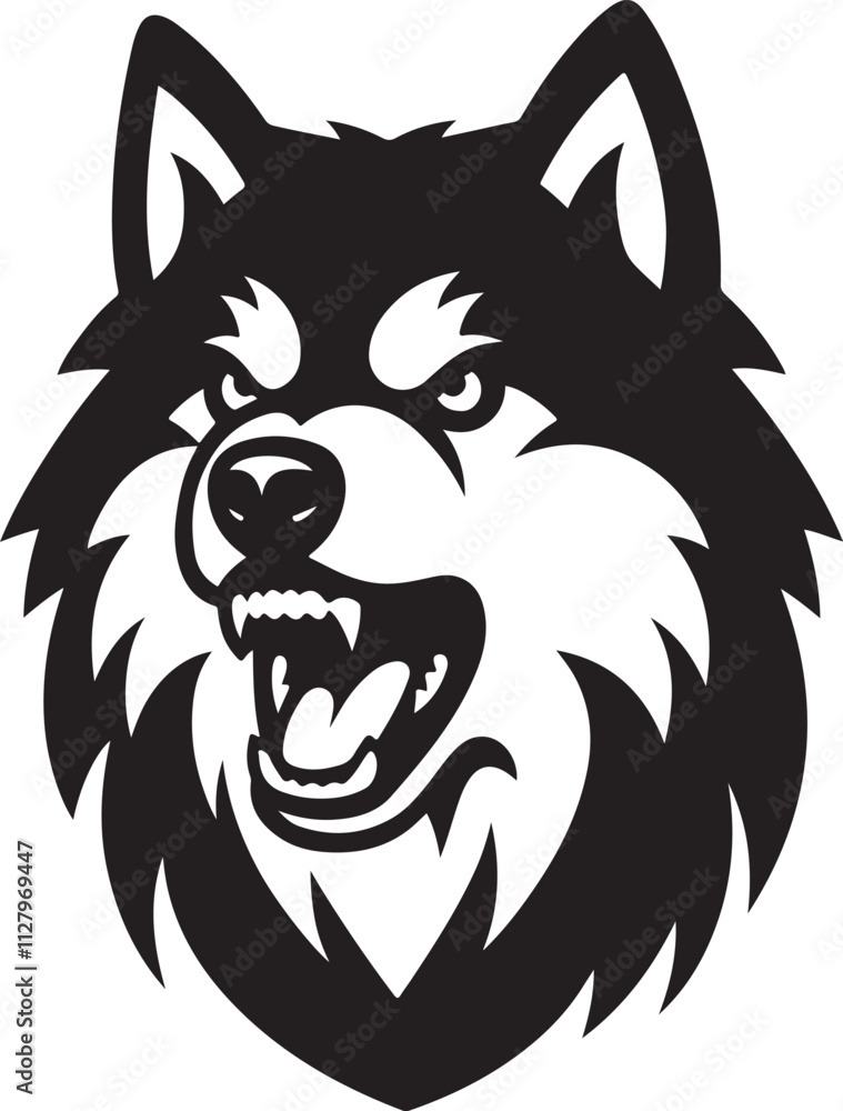 Angry Dog Head isolated silhouette icon vector Angry Dog Head isolated silhouette icon vector