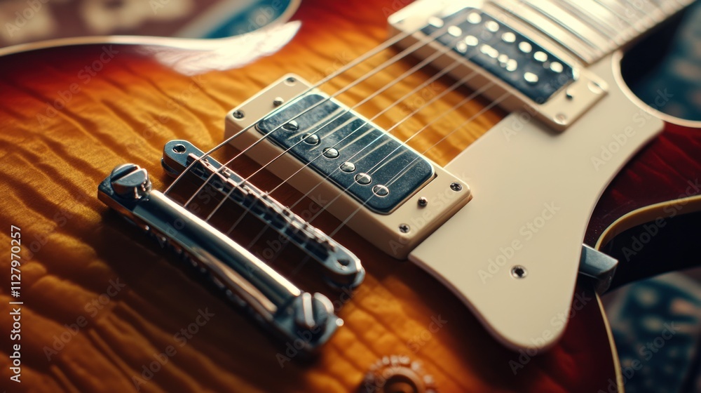 Les Paul-style electric guitar with chrome pickups. Les Paul-style electric guitar with chrome pickups.