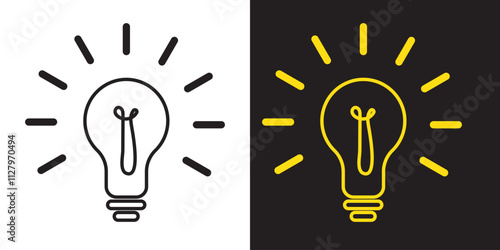 black bulb with checkmark like quick tip icon set. flat stroke linear simple trend modern efficiency logotype design element isolated on white background