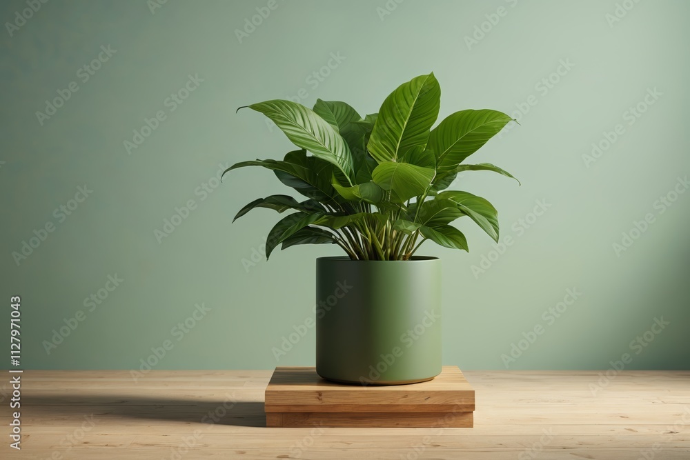 there is a plant that is sitting on a wooden stand there is a plant that is sitting on a wooden stand