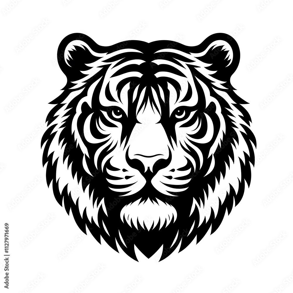 tiger head silhouette, tiger head vector logo, tiger head illustration vector black and White tiger head silhouette, tiger head vector logo, tiger head illustration vector black and White