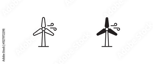 Wind icon, Windmill alternative wind turbine and renewable energy icon environment button, vector, sign, symbol, logo, illustration, editable stroke, flat design style isolated on white