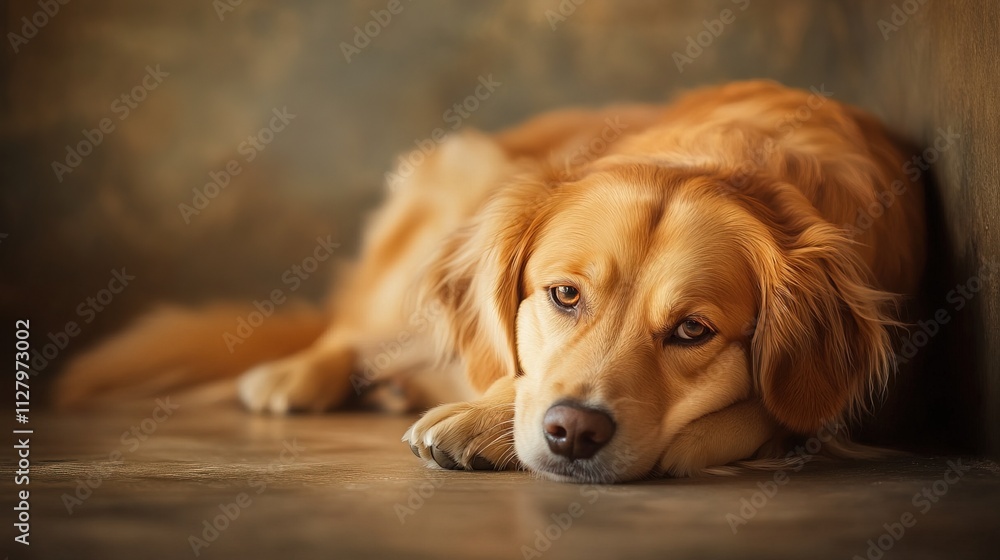 Resting dog curled up on a floor with a soft focus effect Resting dog curled up on a floor with a soft focus effect