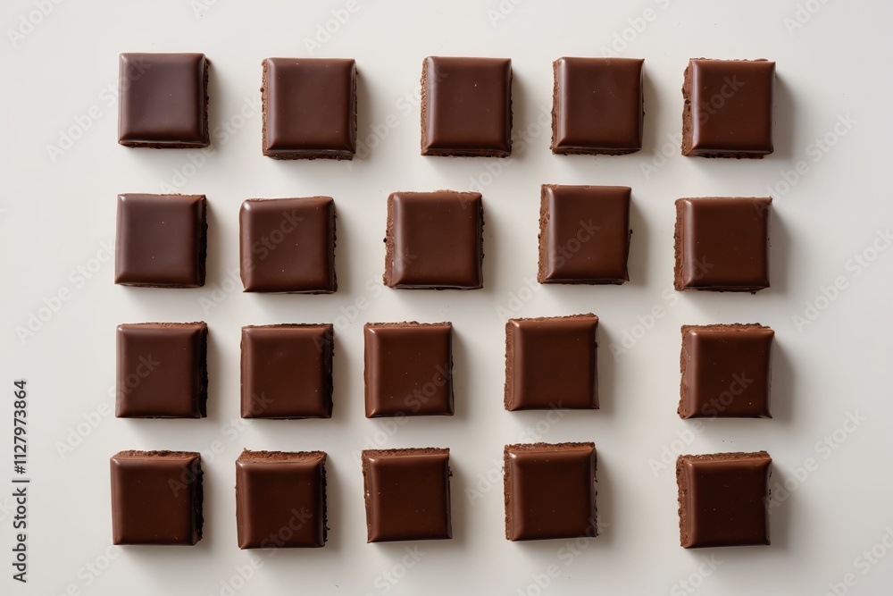 Fototapeta premium a close up of a white surface with chocolate squares on it