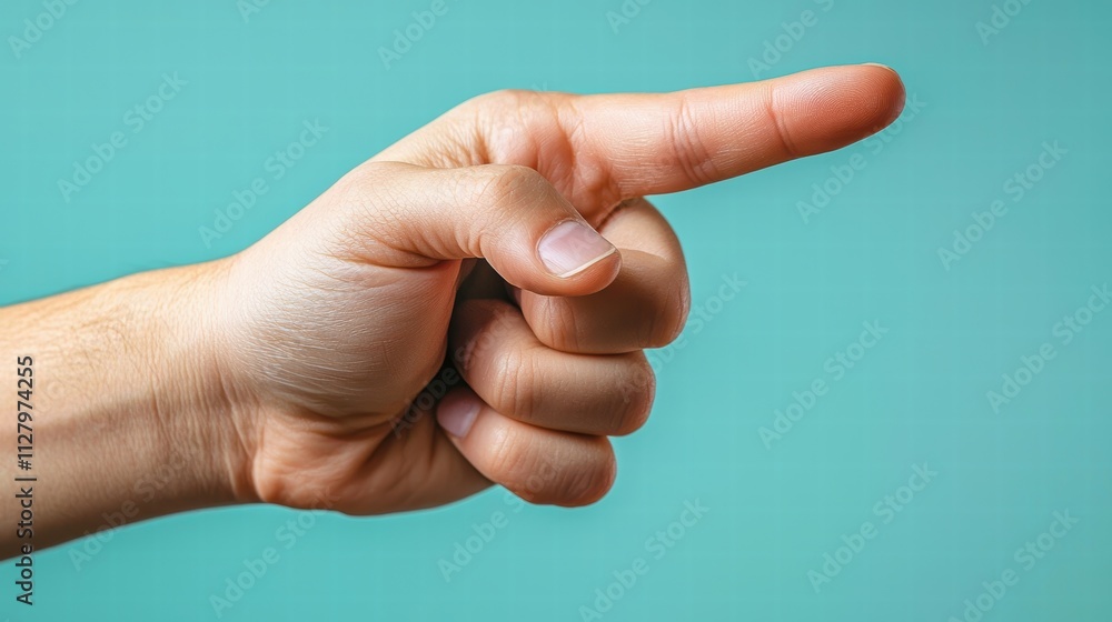 Hand Gesture Pointing Direction with Finger on Colorful Background Hand Gesture Pointing Direction with Finger on Colorful Background