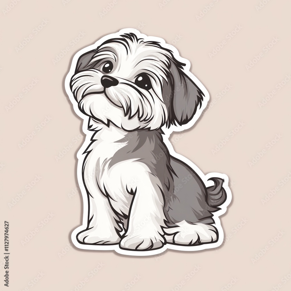 Adorable cartoon Shih Tzu puppy sitting. (1) Adorable cartoon Shih Tzu puppy sitting. (1)