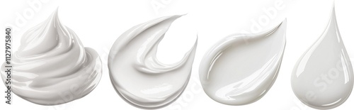 White beauty cream smear smudge isolated on white background. Cosmetic skincare product texture. 
