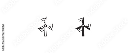 Wind icon, Windmill alternative wind turbine and renewable energy icon environment button, vector, sign, symbol, logo, illustration, editable stroke, flat design style isolated on white
