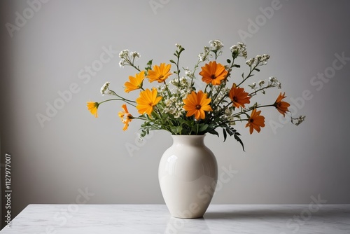 Wallpaper Mural there is a white vase with orange flowers in it on a table Torontodigital.ca