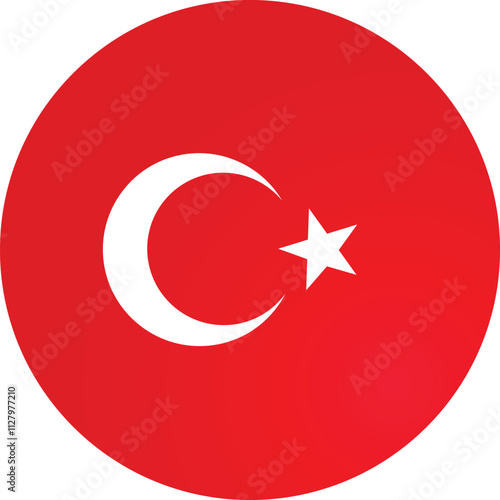 Turkey Round Flag Vector