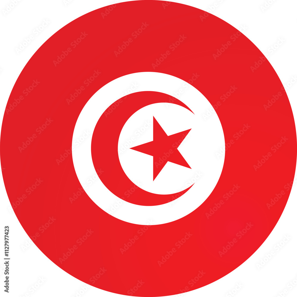 Tunisia Round Flag Vector Tunisia Round Flag Vector