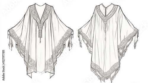 Ultra detailed, photorealistic fashion design sketch of a bohemian off-the-shoulder maxi dress