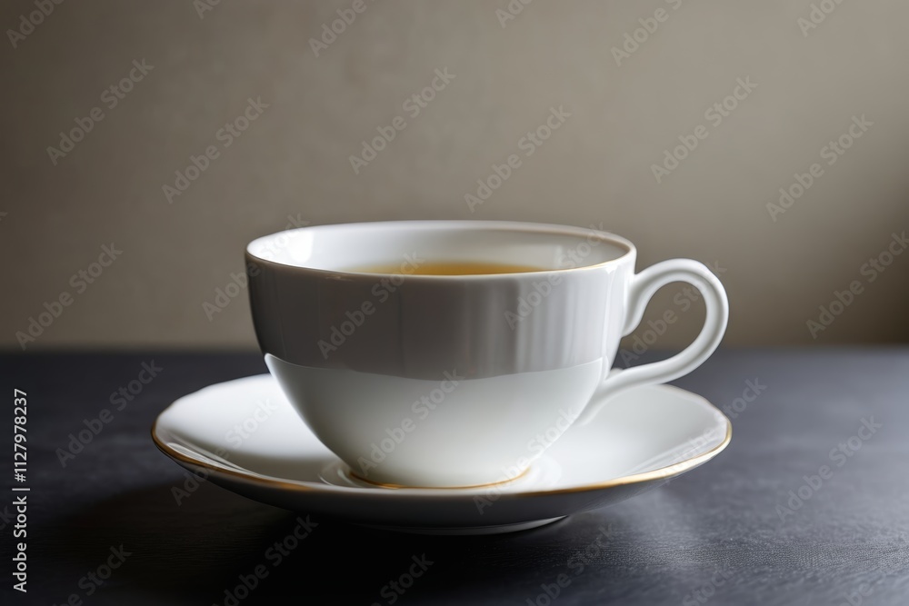 Obraz premium there is a cup of tea on a saucer on a table