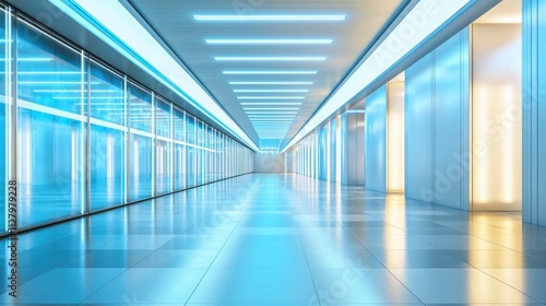 High-tech corridor with glowing panels and sci-fi aesthetics.