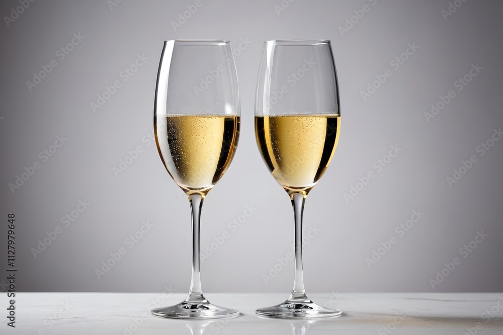 two glasses of champagne are sitting on a table two glasses of champagne are sitting on a table