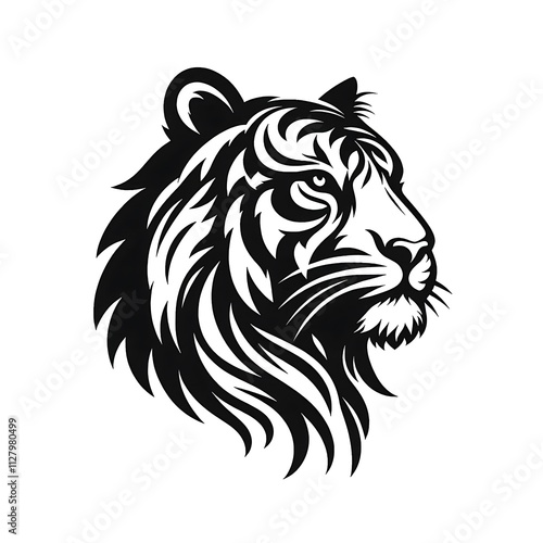Wallpaper Mural tiger head silhouette, tiger head vector logo, tiger head illustration vector black and White Torontodigital.ca