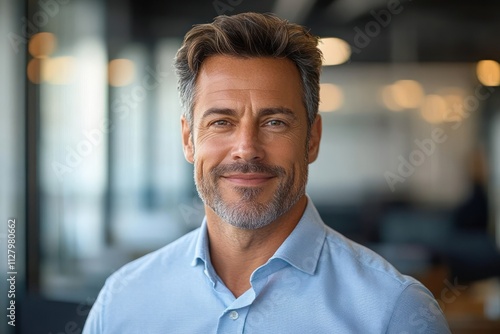 Confident Businessman Portrait in Modern Office Soft Lighting Professional Headshot