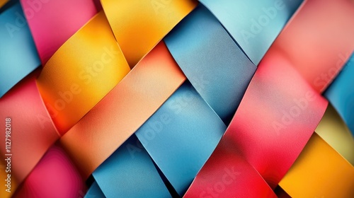 Abstract colorful woven ribbons background.