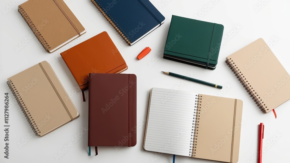 Notebooks on a white background, isolated Notebooks on a white background, isolated