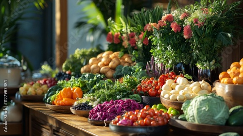 Abundant Fresh Produce Displayed Beautifully