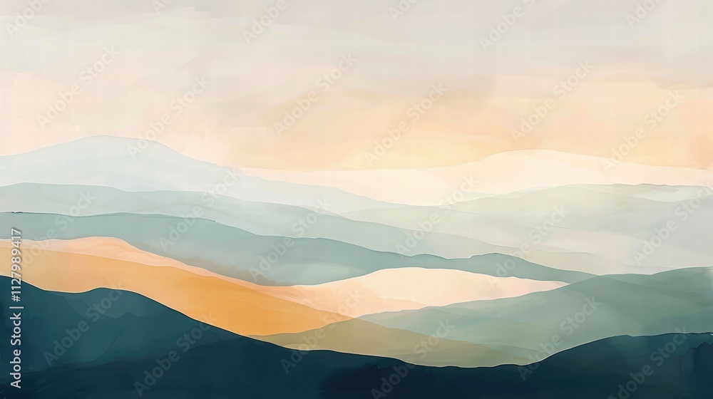 Serene Abstract Landscape with Gentle Color Gradients and Layers Serene Abstract Landscape with Gentle Color Gradients and Layers