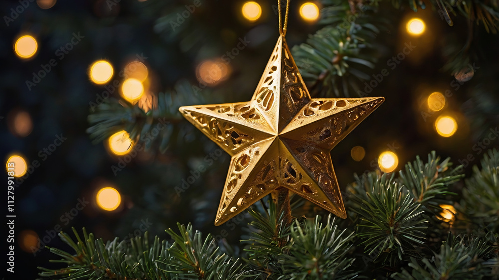 golden Christmas decoration tree with lights golden Christmas decoration tree with lights