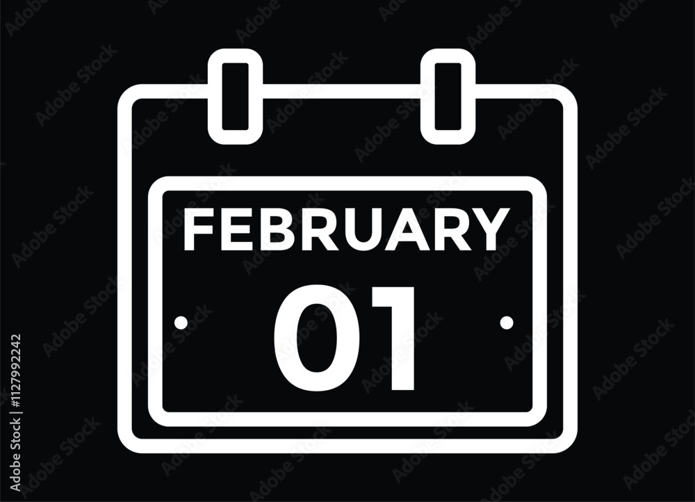 February 1 on calendar icon vector. Calendar vector icon. Deadline. Date.
February 1 on calendar icon vector. Calendar vector icon. Deadline. Date.