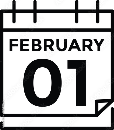 February 1 on calendar icon vector. Calendar vector icon. Deadline. Date. 
