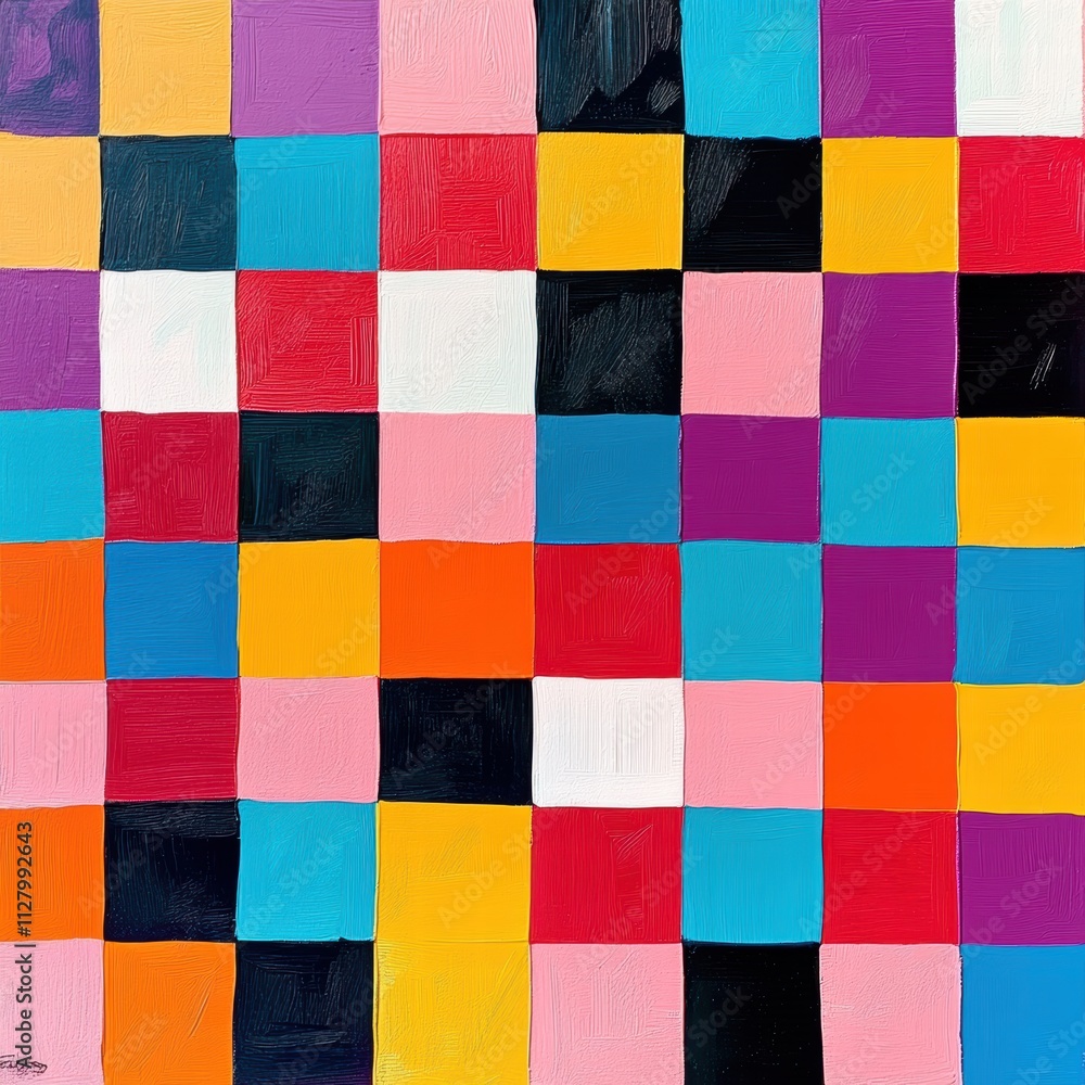 Vibrant Colorful Square Pattern Background in Bold Hues and Shades Vibrant Colorful Square Pattern Background in Bold Hues and Shades