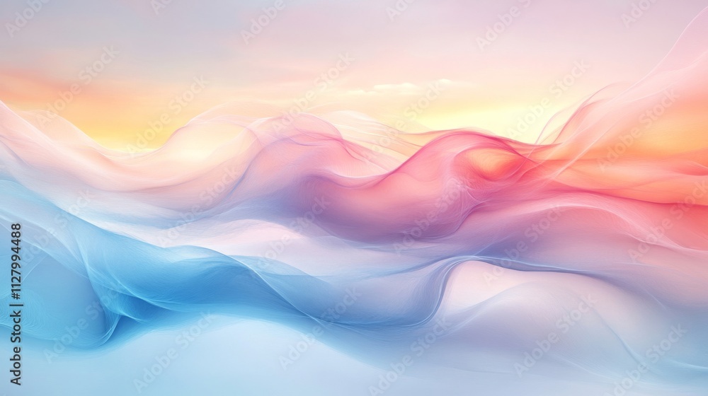 Abstract Pastel Waves of Color and Light