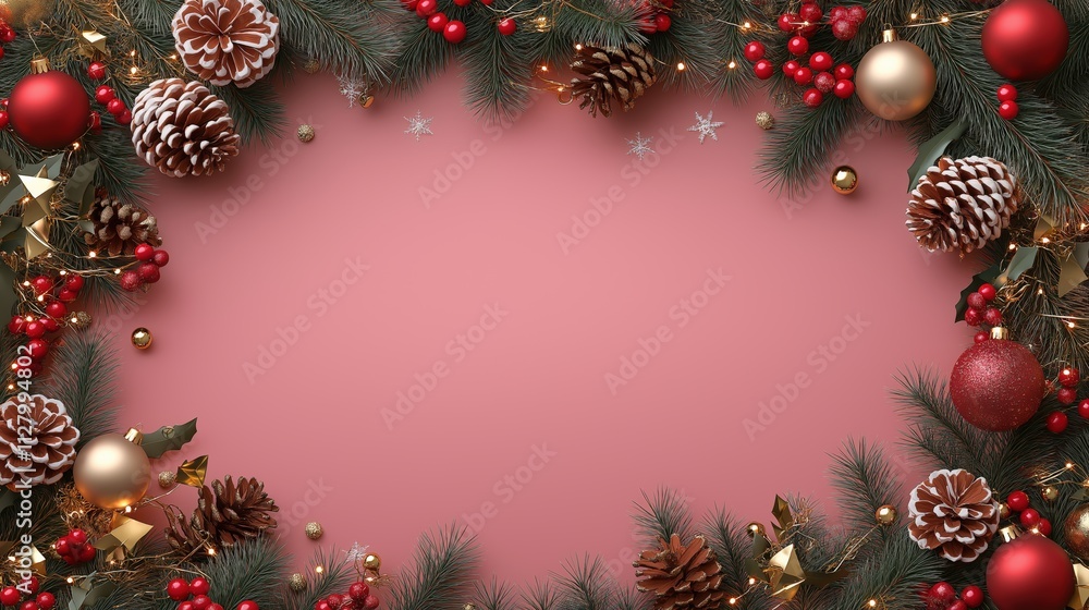 Red and Gold Christmas Wreath with Pinecones and Berries Red and Gold Christmas Wreath with Pinecones and Berries